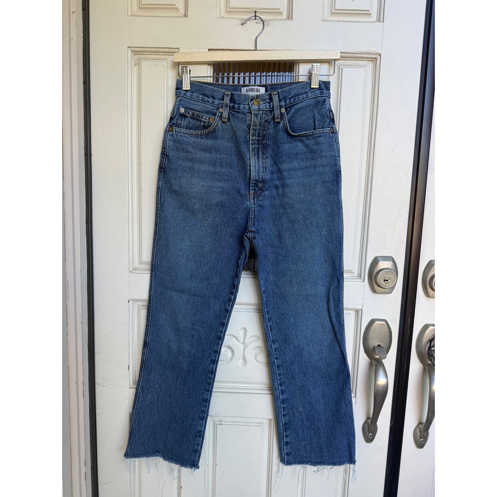 AGOLDE Riley High Rise Straight Crop Jeans Blue Raw Hem A095-811 Size 26